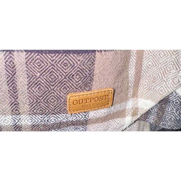 Outpost Plaid Button Down Men's Size Medium Brown Blue Diamond Pattern Fall Warm - Picture 9 of 9